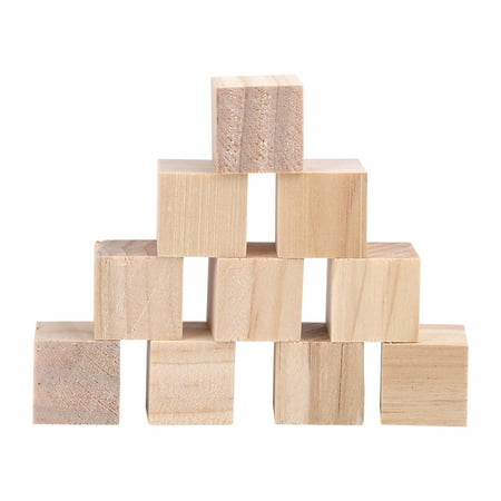 10Pcs Square Wooden Blocks Wood Cubes for Kids DIY Craft Handmade Woodcrafts 